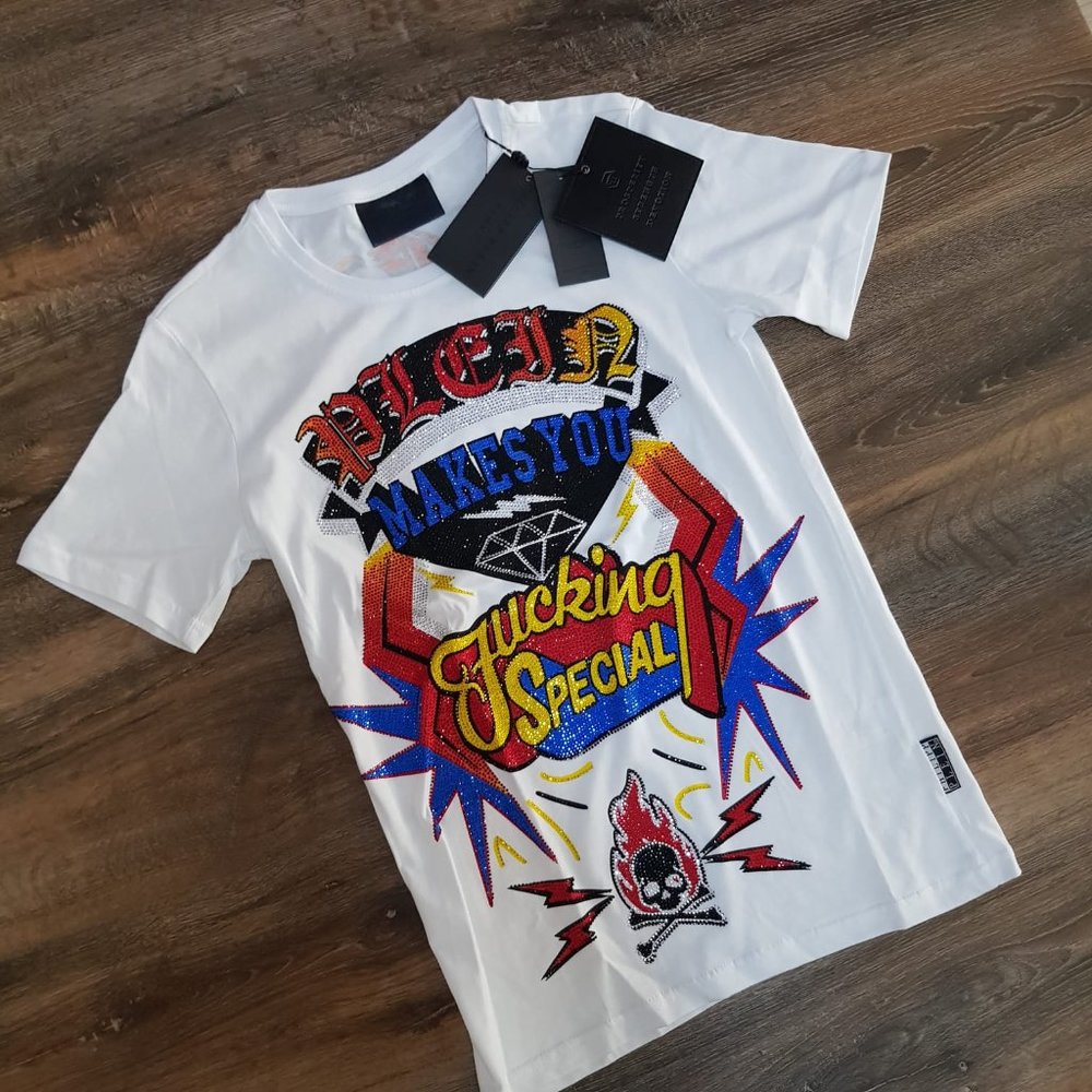 Philipp Plein F' Special Strass Paste White T-Shir